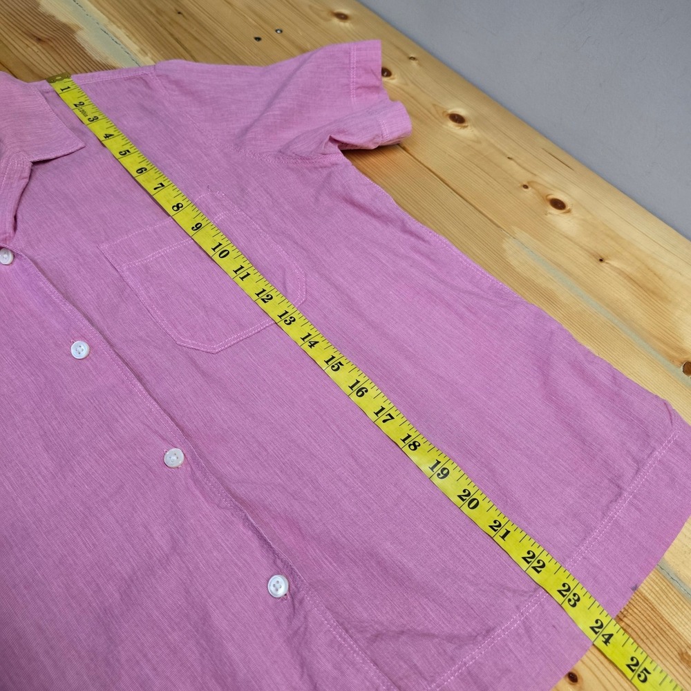 Alex Mill Wash & Go Shirt Womens L Pink Cotton Short Sleeve Camp Collar Casual - Picture 10 of 11